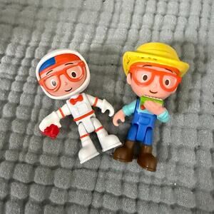 Lot of 2 Blippi Action Figure Toys 3" Astronaut Space Cowboy Farmer